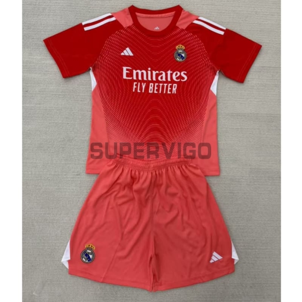 Camiseta de Portero Real Madrid 2025/2026 Rojo Niño Kit