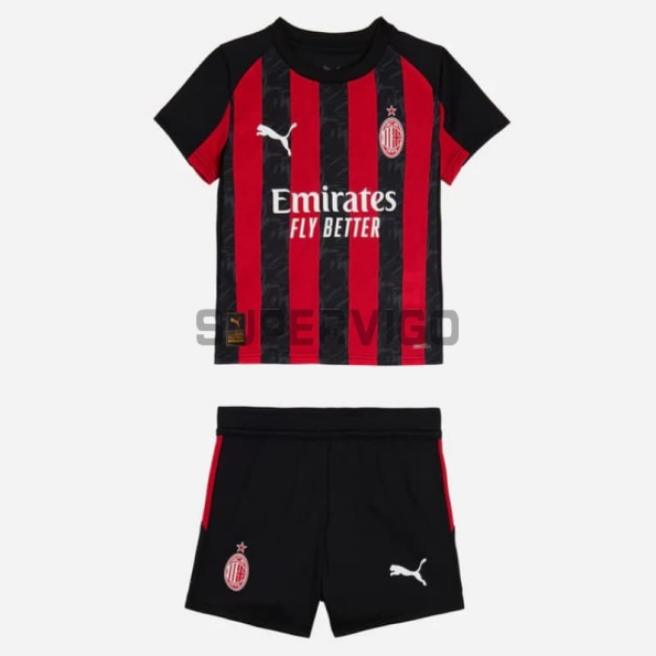 Camiseta AC Milan Primera Equipación 2025/2026 Rojo/Negro Niño Kit