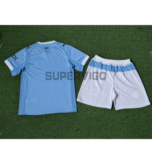 Camiseta Manchester City Primera Equipación 2025/2026 Azul/Blanco Niño Kit (EDICIÓN JUGADOR)