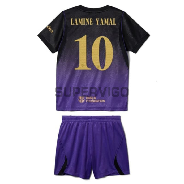 Camiseta LAMINE YAMAL 10 Barcelona Segunda Equipación 2026/2027 Negro/Morado Niño Kit UCL