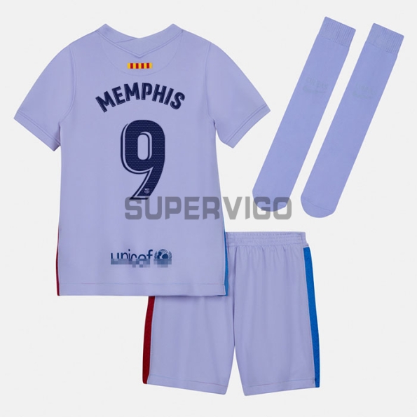 Camiseta Memphis 9 Barcelona Segunda Equipación 2021/2022 Niño Kit