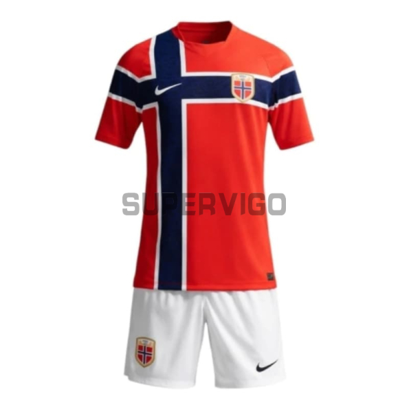 Camiseta Noruega Primera Equipación Mundial 2026 Rojo/Azul Niño Kit