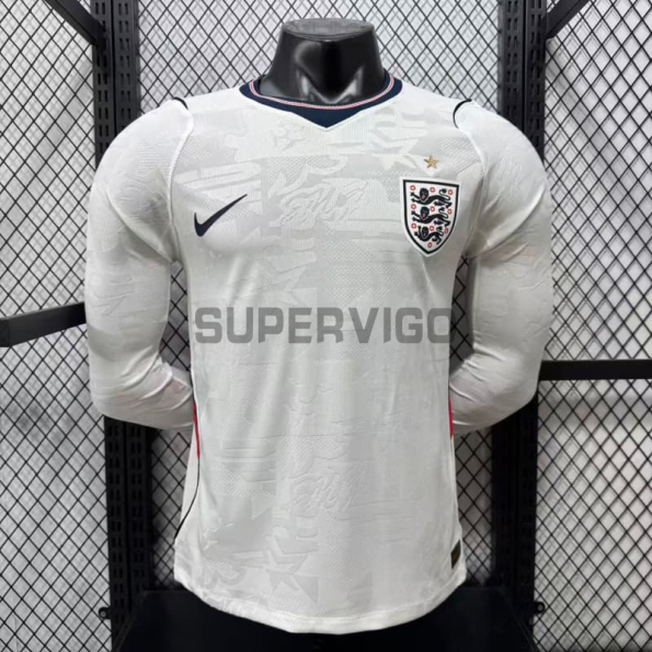 Camiseta Inglaterra Primera Equipación Mundial 2026 ML Blanco (EDICIÓN JUGADOR)