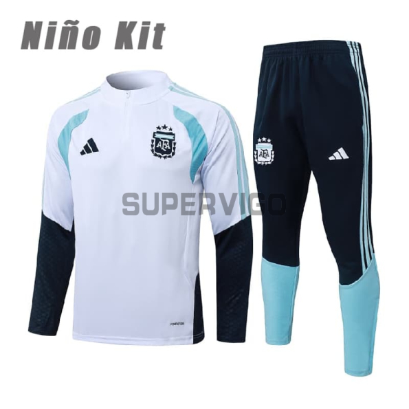 Sudadera de Entrenamiento Argentina 2026 Niño Kit Blanco