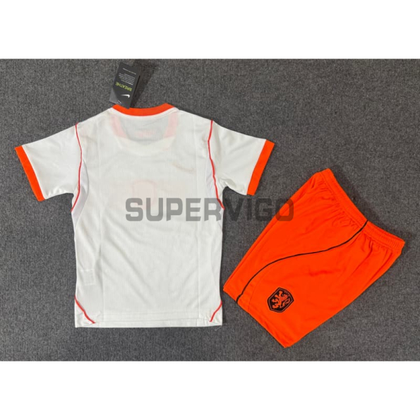 Camiseta Holanda Segunda Equipación Mundial 2026 Blanco Niño Kit