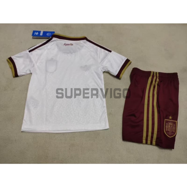 Camiseta España Segunda Equipación Mundial 2026 Blanco/Rojo Niño Kit
