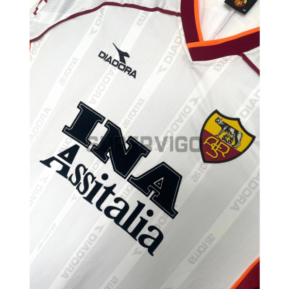Camiseta AS Roma Segunda Equipación Retro 1999/00 ML Blanco