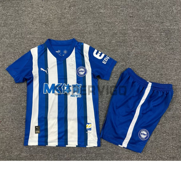 Camiseta Alavés Primera Equipación 2025/2026 Azul/Blanco Niño Kit con Parche La Liga
