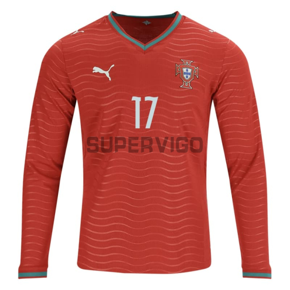Camiseta Rafa Leão 17 Portugal Primera Equipación 2026 ML Rojo