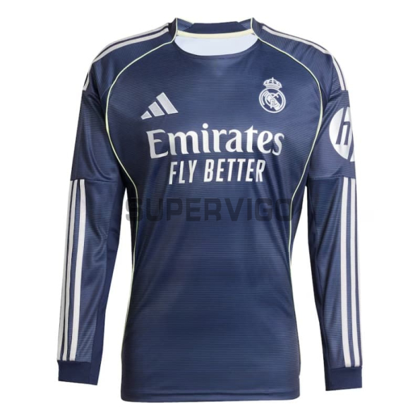Camiseta Real Madrid Segunda Equipación 2025/2026 ML Azul Marino con ParcHe HP