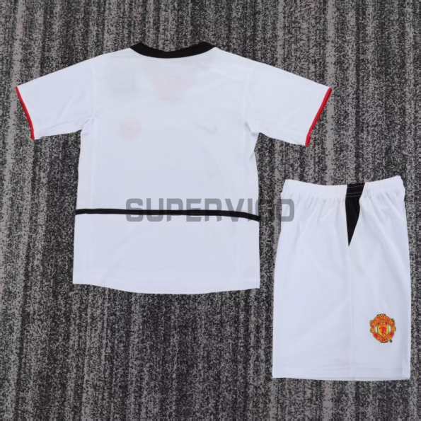 Camiseta Manchester United Segunda Equipación Retro 2002/03 Blanco Niño Kit