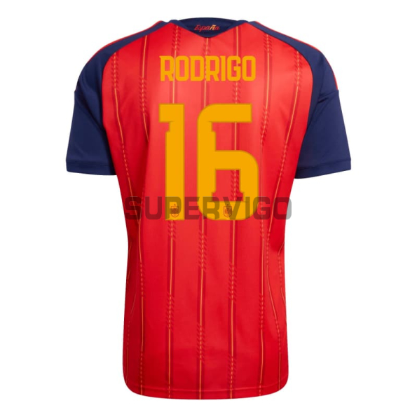 Camiseta Rodrigo 16 España Primera Equipación 2026 Rojo/Azul