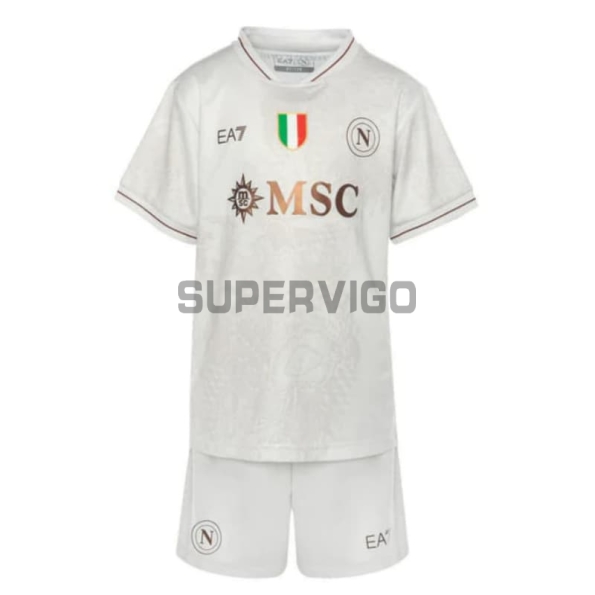 Camiseta Napoli Segunda Equipación 2025/2026 Blanco Niño Kit