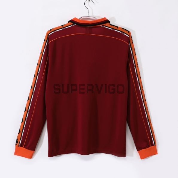 Camiseta AS Roma Primera Equipación Retro 1998/99 ML Rojo Oscuro