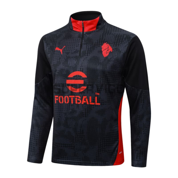 Sudadera De Entrenamiento AC Milan 2025/2026 Negro/Rojo con Estampado