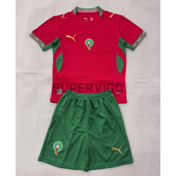 Camiseta Marruecos Primera Equipación Mundial 2026 Rojo Niño Kit