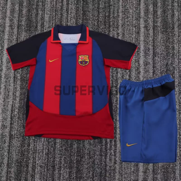 Camiseta Barcelona Primera Equipación Retro 2003/04 Rojo/Azul Niño Kit