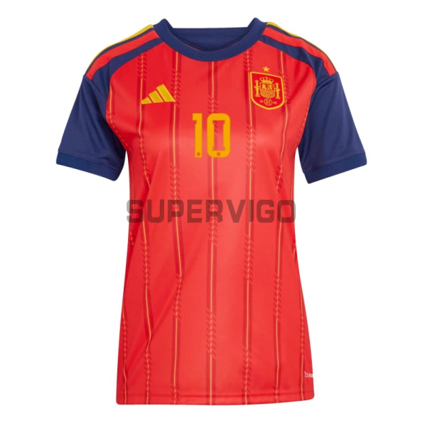 Camiseta Olmo 10 España Primera Equipación 2026 Rojo/Azul Mujer