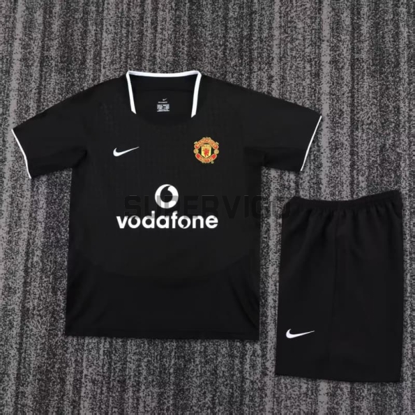Camiseta Manchester United Segunda Equipación Retro 2003/04 Negro Niño Kit