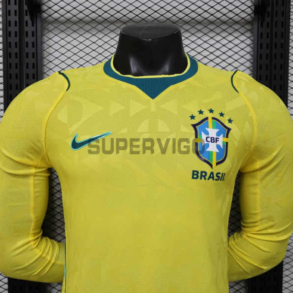 Camiseta Brasil Primera Equipación Mundial 2026 ML Amarillo (EDICIÓN JUGADOR)