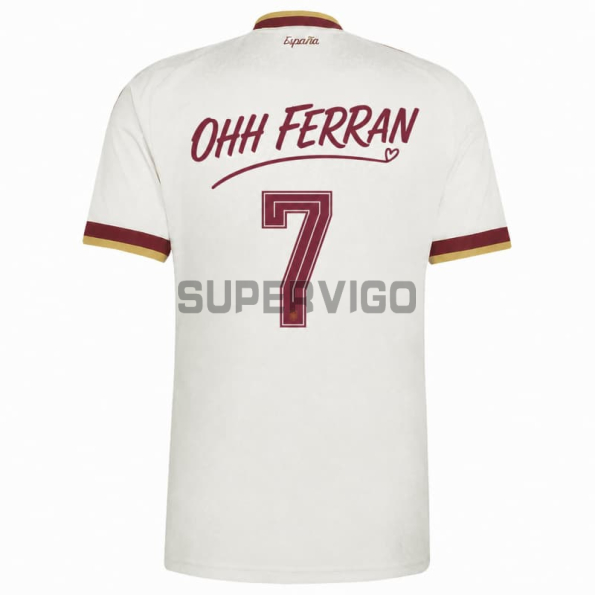 Camiseta España Segunda Equipación Mundial 2026 Edición OHH FERRAN 7 Blanco 2 Estrellas