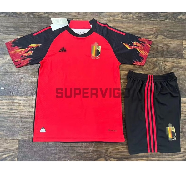 Camiseta Bélgica Primera Equipación 2022 Mundial Niño Kit