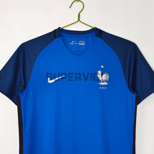 Camiseta Francia Primera Equipación Retro 2016 Azul
