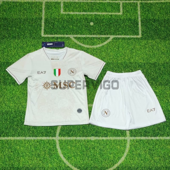 Camiseta Napoli Segunda Equipación 2025/2026 Blanco Niño Kit