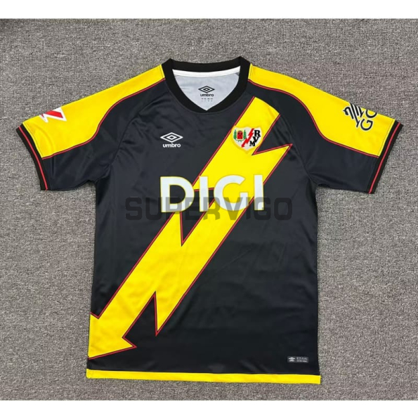 Camiseta Rayo Vallecano Tercera Equipación 2025/2026 Negro/Amarillo con Parche La Liga