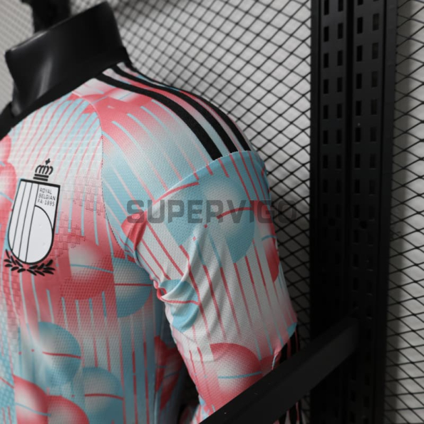 Camiseta Bélgica Segunda Equipación Mundial 2026 ML Rosa/Azul Claro (EDICIÓN JUGADOR)