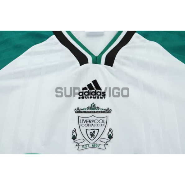Camiseta Liverpool Segunda Equipación Retro 1993/95 Blanco/Verde Niño Kit