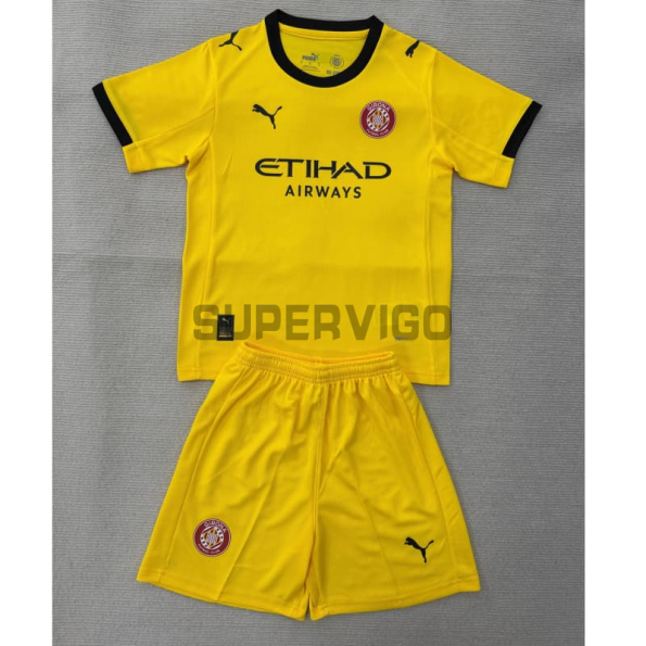 Camiseta Girona Segunda Equipación 2025/2026 Amarillo Niño Kit