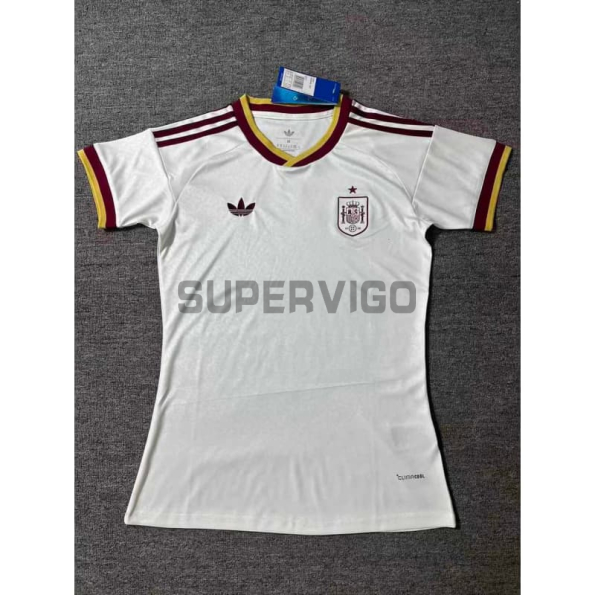 Camiseta España Segunda Equipación Mundial 2026 Blanco/Rojo Mujer