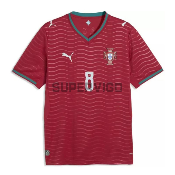 Camiseta B.Fernandes 8 Portugal Primera Equipación 2026 Rojo