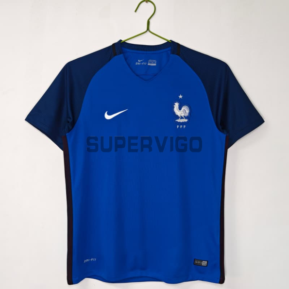 Camiseta Francia Primera Equipación Retro 2016 Azul