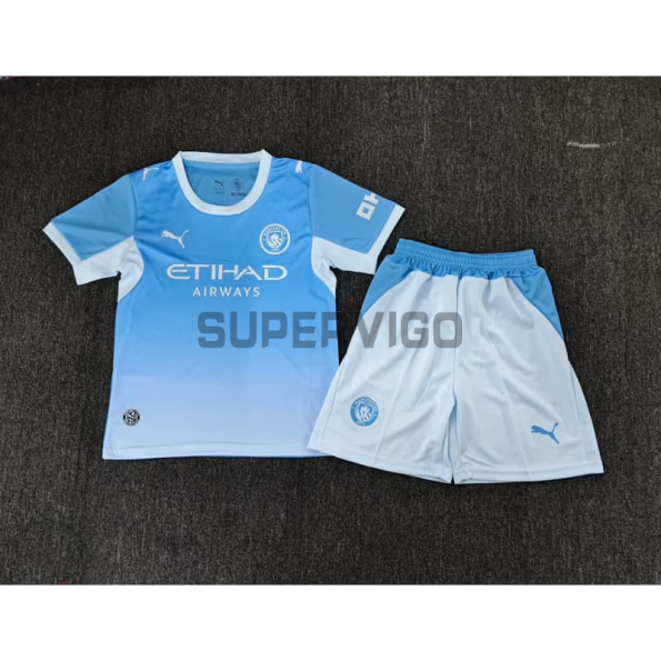 Camiseta Manchester City Primera Equipación 2026/2027 Azul/Blanco Niño Kit