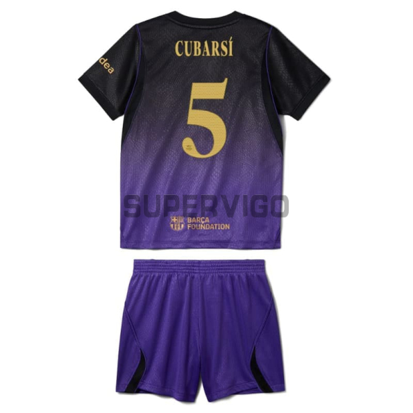 Camiseta CUBARSÍ 5 Barcelona Segunda Equipación 2026/2027 Negro/Morado Niño Kit UCL
