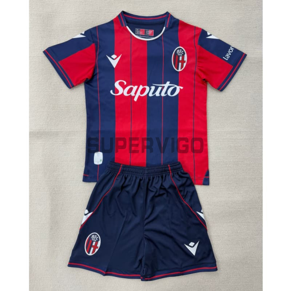 Camiseta Bologna Primera Equipación 2025/2026 Rojo/Azul Niño Kit