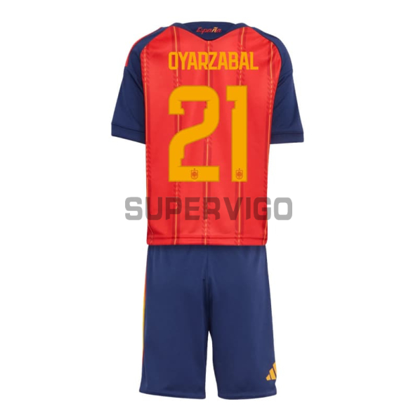 Camiseta Oyarzabal 21 España Primera Equipación 2026 Rojo/Azul Niño Kit