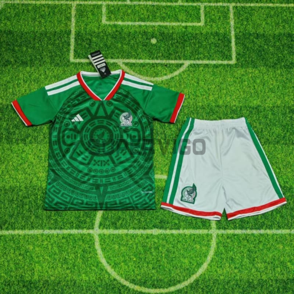 Camiseta México 2026 Verde/Rojo Niño Kit