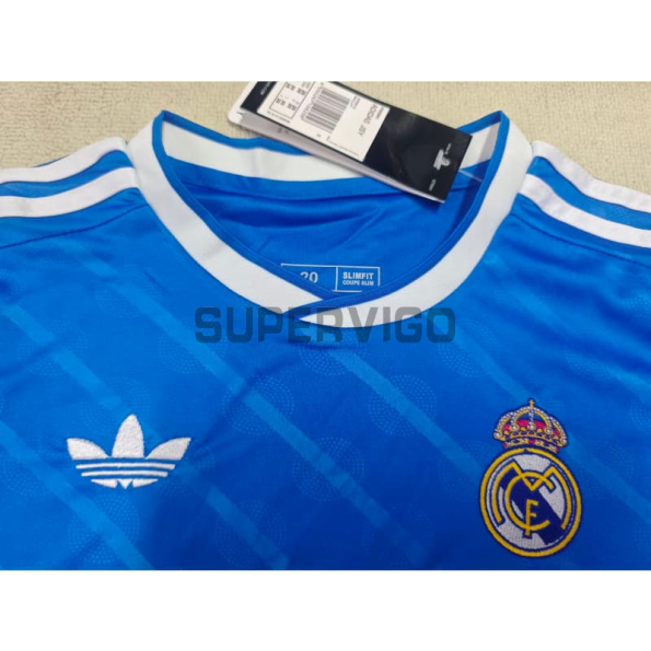 Camiseta Real Madrid Tercera Equipación 2025/2026 Azul Niño Kit con Parche HP
