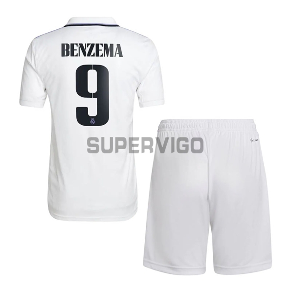 Camiseta Benzema 9 Real Madrid Primera Equipación 2022/2023 Niño Kit