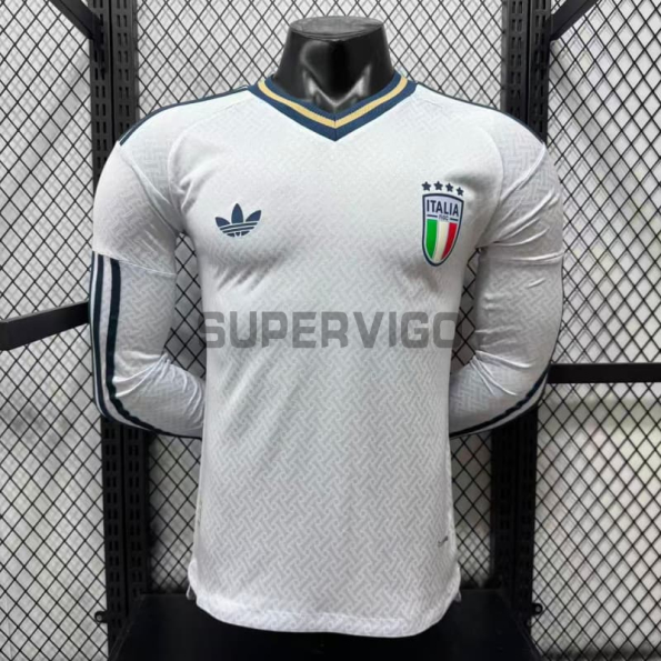 Camiseta Italia Segunda Equipación Mundial 2026 ML Blanco (EDICIÓN JUGADOR)
