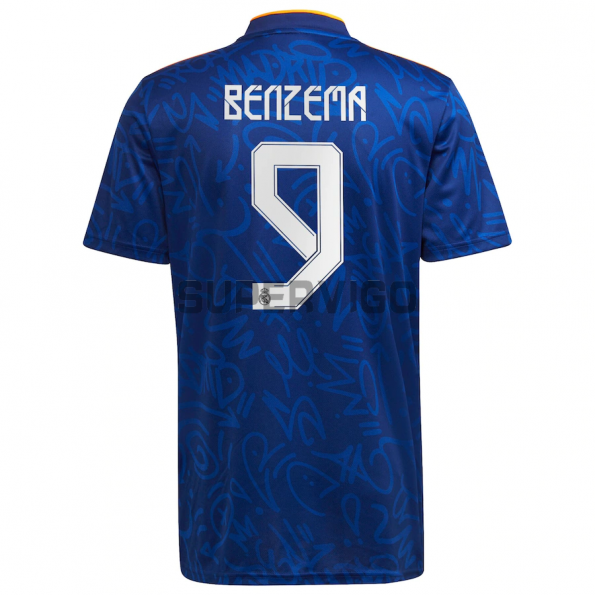 Camiseta Benzema 9 Real Madrid Segunda Equipación 2021/2022
