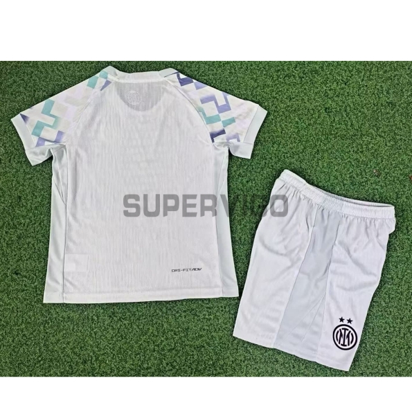 Camiseta Inter de Milan Segunda Equipación 2025/2026 Blanco Niño Kit (EDICIÓN JUGADOR)