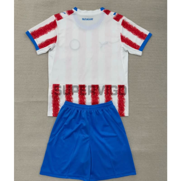 Camiseta Paraguay Primera Equipación Mundial 2026 Rojo/Blanco Niño Kit