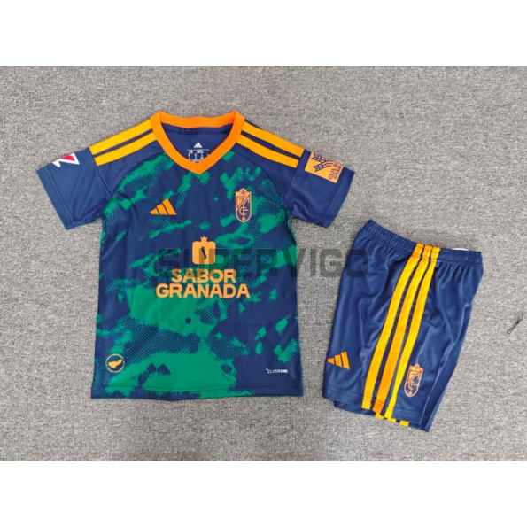 Camiseta Granada Segunda Equipación 2026/2027 Azul/Verde Niño Kit con Parche La Liga