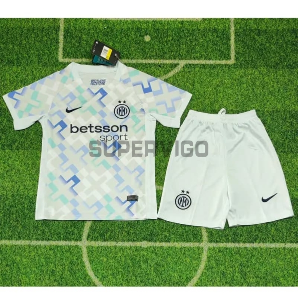 Camiseta Inter de Milan Segunda Equipación 2025/2026 Blanco Niño Kit