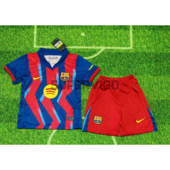 Camiseta Barcelona Cuarta Equipación 2025/2026 Azul/Rojo Niño Kit