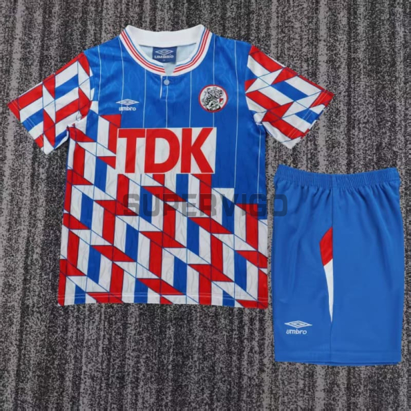 Camiseta Ajax Segunda Equipación Retro 1989/90 Azul/Rojo Niño Kit